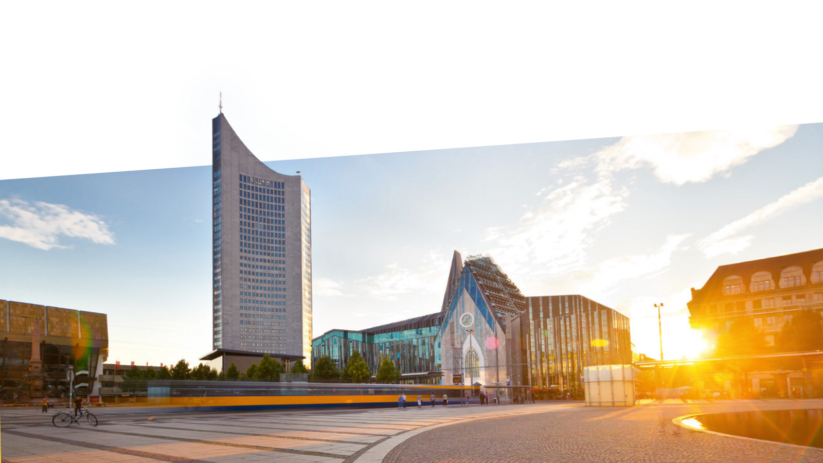 Leipzig cityscape at sunset